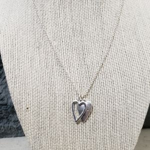 Silver double hearts necklace